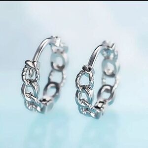 The Mini Chain Hoop dainty 925 silver huggie, hoop earrings.